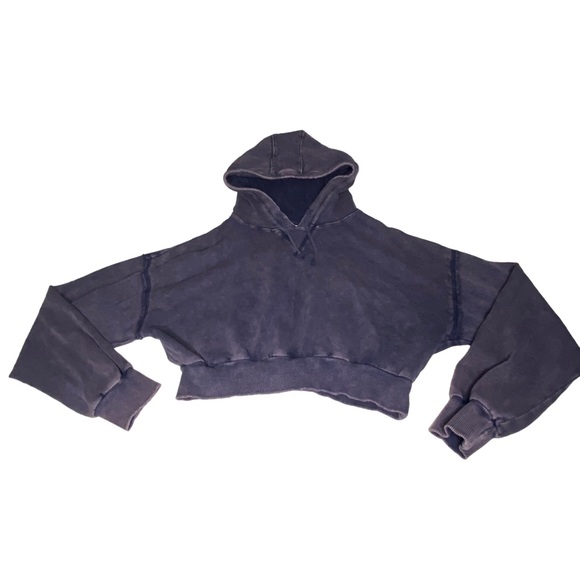 Aeropostale Cropped Sweatshirt with hoodie Size Small Distressed - Picture 2 of 8